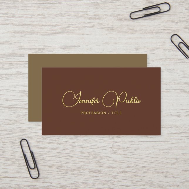 Carte De Visite Script de typographie Modèle simple personnalisé (Devant/Arrière en situation)