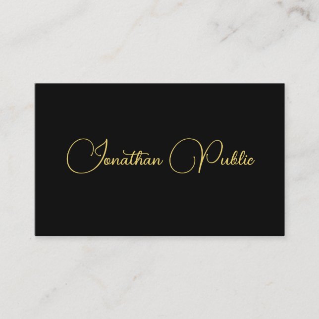 Carte De Visite Script de typographie personnalisable Modèle noir (Devant)