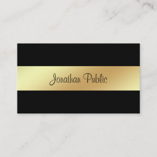 Carte De Visite Script design manuscrit Glamor Black Gold Luxe