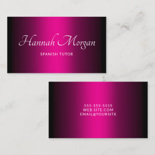 Carte De Visite Script élégant Black Hot Pink Ombre