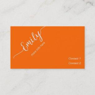 Carte De Visite script élégant en néon orange