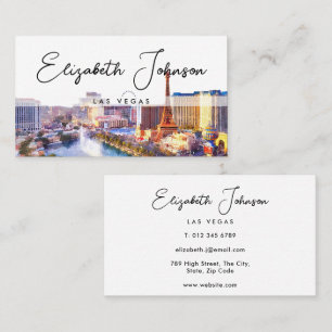 Carte De Visite Script élégant et stylé de la skyline de Las Vegas
