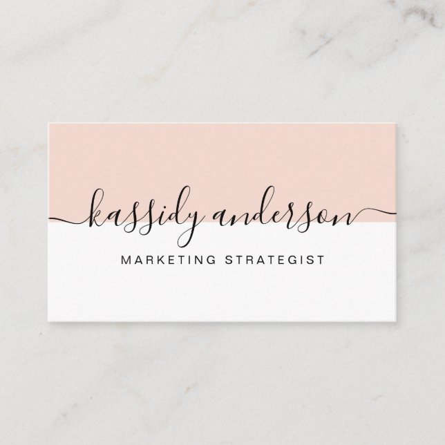 Carte De Visite Script Élégant minimal Logo d'entreprise rose deux (Devant)