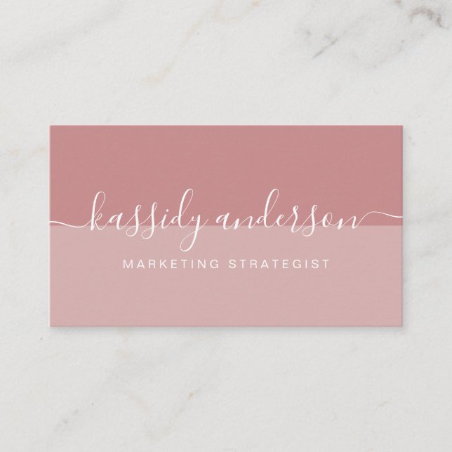 Carte De Visite Script Élégant minimal Logo d'entreprise rose deux (Devant)