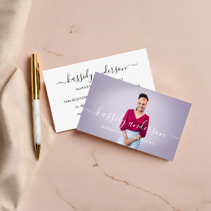 Carte De Visite Script Élégant Photo Professionnel Moderne Simple