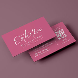 Carte De Visite Script Esthétique Rose Élégant Esthéticienne Diplô