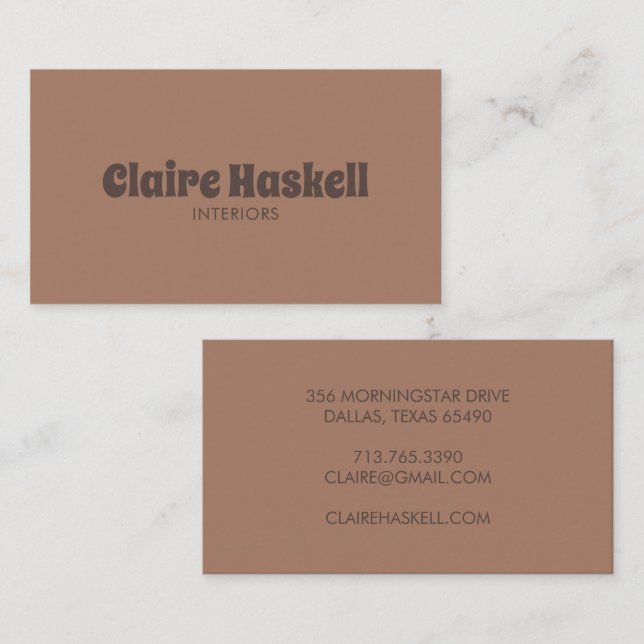 Carte De Visite Script fantaisie Mocha Mousse Chocolat Chic Minima (Devant / Derrière)