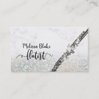 Carte De Visite script flutiste sur fausse parties scintillant