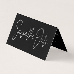Carte De Visite Script Foil Argent Moderne Photo Enregistrer la ca