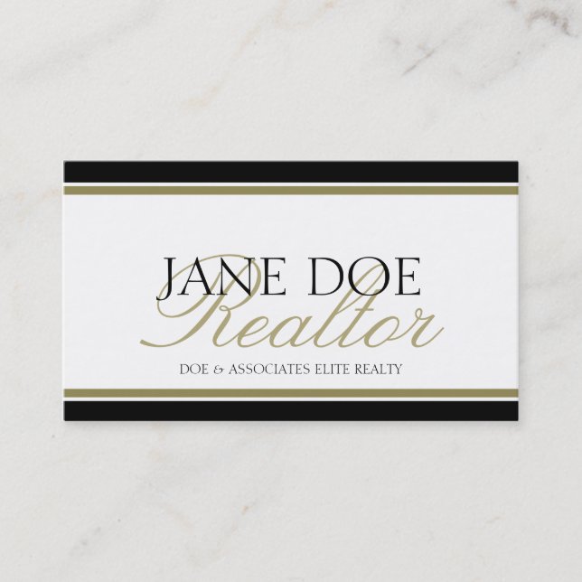 Carte De Visite Script Gold Realtor - Lettres disponibles - (Devant)