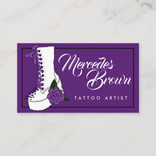 Carte De Visite Script gothique Boot de tatouage violet Artiste