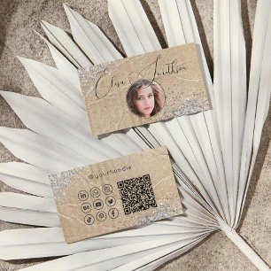 Carte De Visite Script Grunge Glam Social Media QR Code Ajouter un