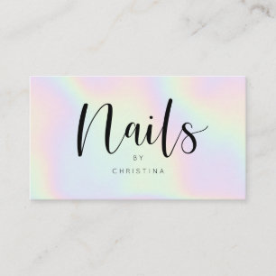 Carte De Visite Script holographique arc-en-ciel unicorne clous
