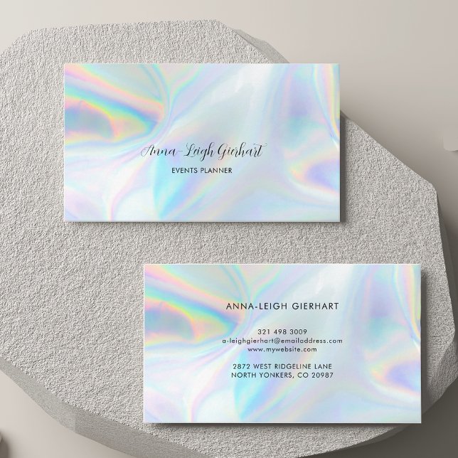 Carte De Visite Script holographique minimaliste moderne (Holographic Script Modern Minimal Business Card)