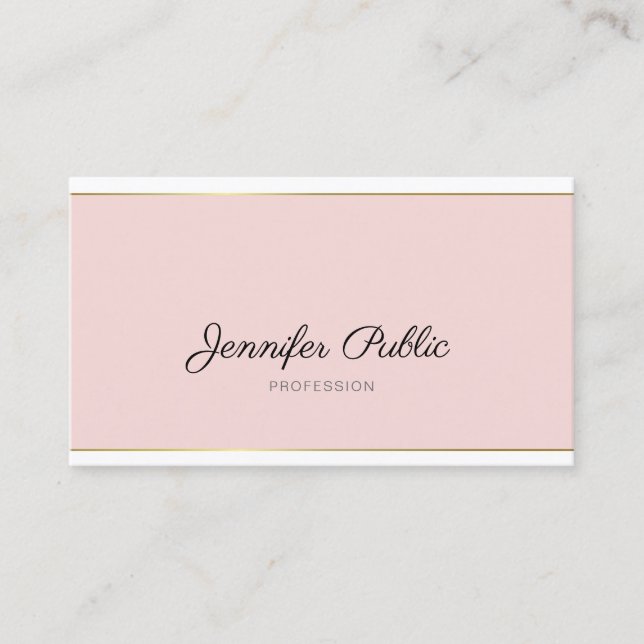Carte De Visite Script manuscrit Blush Pink Gold Design tendance (Devant)