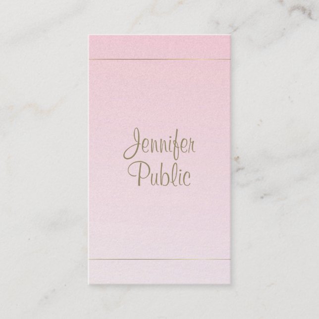 Carte De Visite Script manuscrit Calligraphie Pink Gold Luxe (Devant)