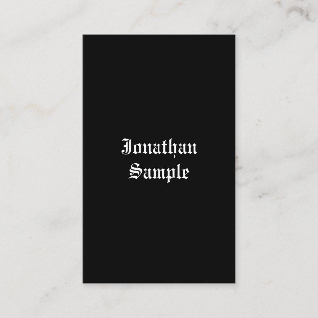 Carte De Visite Script manuscrit classique noir blanc Retro look (Devant)