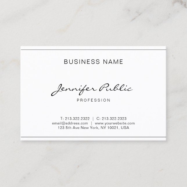 Carte De Visite Script manuscrit moderne Élégant Simple Plain (Devant)