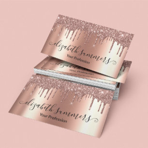 Carte De Visite Script Manuscrit Rose Gold Pailleté Moderne Person