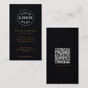 Carte De Visite Script métal or sur Premium Black Corporate