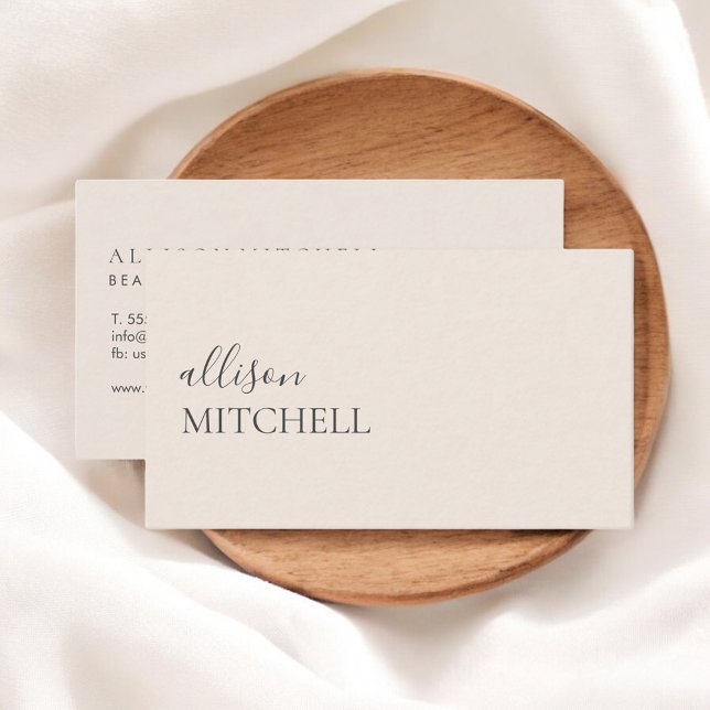Carte De Visite Script Minimal Ivory Spa Bien-être Esthéticienne (Créateur téléchargé)