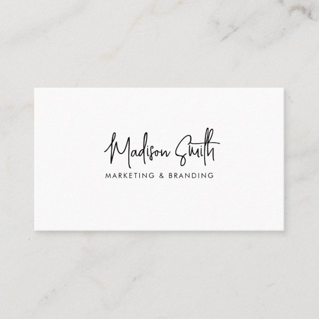 Carte De Visite Script minimal noir et blanc moderne (Devant)
