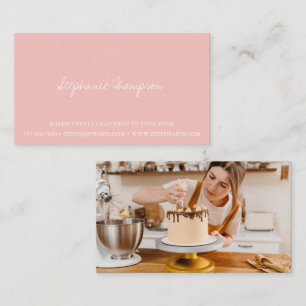 Carte De Visite Script Minimaliste Contemporain Rose Pâle Photo