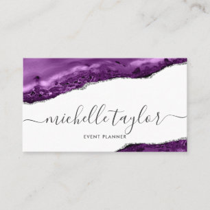 Carte De Visite Script minimaliste de signature d'agate violet mod