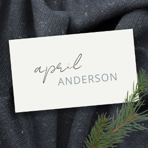 Carte De Visite Script minimaliste moderne noir blanc gris cendré