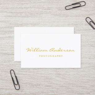 Carte De Visite Script minimaliste or blanc élégant simple et chic