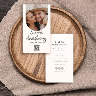 Carte De Visite Script Modern Typography Photographe Code QR