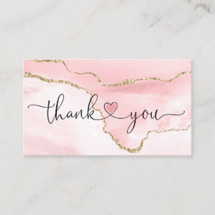Carte De Visite script moderne blush rose coeur merci pour l'ordre