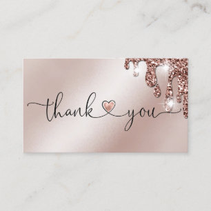Carte De Visite script moderne blush rose coeur merci pour l'ordre