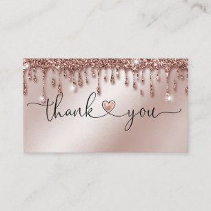 Carte De Visite script moderne blush rose coeur merci pour l'ordre