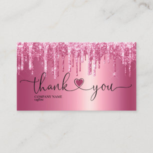 Carte De Visite script moderne coeur rose pâle merci pour votre co