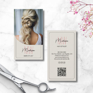 Carte De Visite Script moderne Monogramme Liste de cheveux Salon P