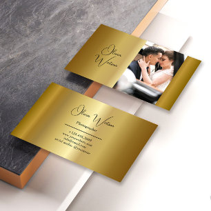 Carte De Visite Script Moderne Or Photographe Professionnel