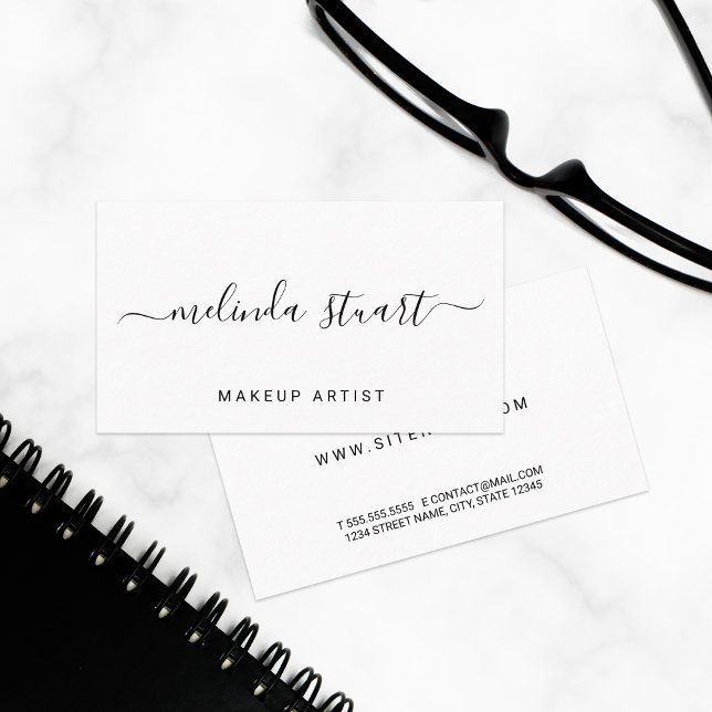 Carte De Visite Script moderne professionnel noir et blanc (Créateur téléchargé)