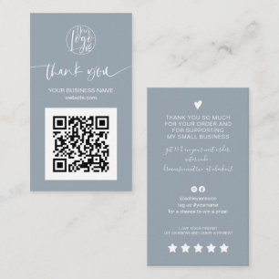 Carte De Visite Script moderne QR code bleu poussiéreux ordre merc