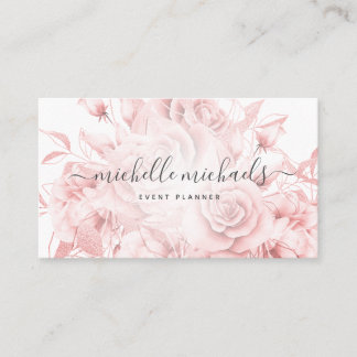 Carte De Visite Script moderne Rose floral simple