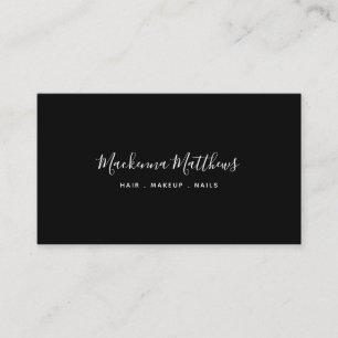 Carte De Visite Script moderne Signature noir Liste de cheveux Sal