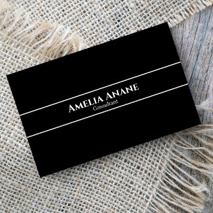 Carte De Visite Script professionnel minimaliste élégant noir et b