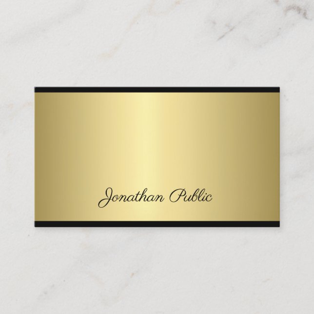 Carte De Visite Script professionnel Moderne Simple Gold Look Glam (Devant)