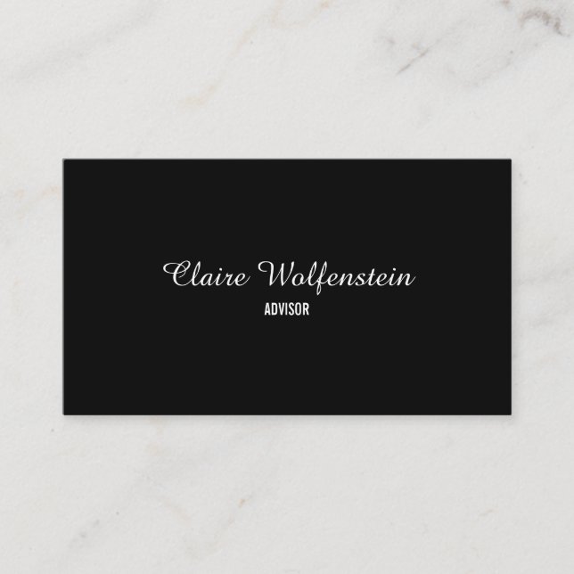 Carte De Visite Script professionnel noir et blanc moderne (Devant)