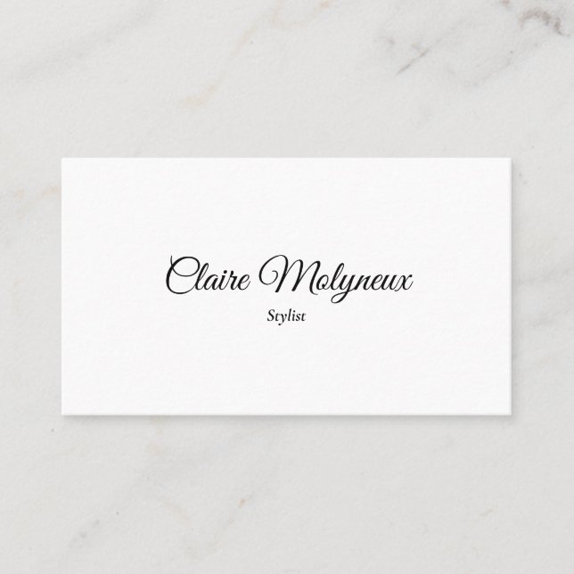 Carte De Visite Script professionnel simple en noir et blanc (Devant)