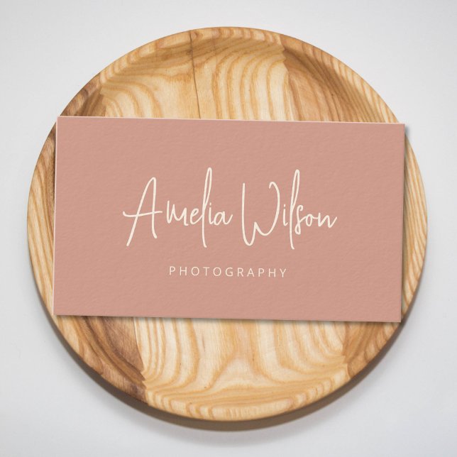 Carte De Visite Script Signature manuscrite Dusty Rose Boho (Créateur téléchargé)