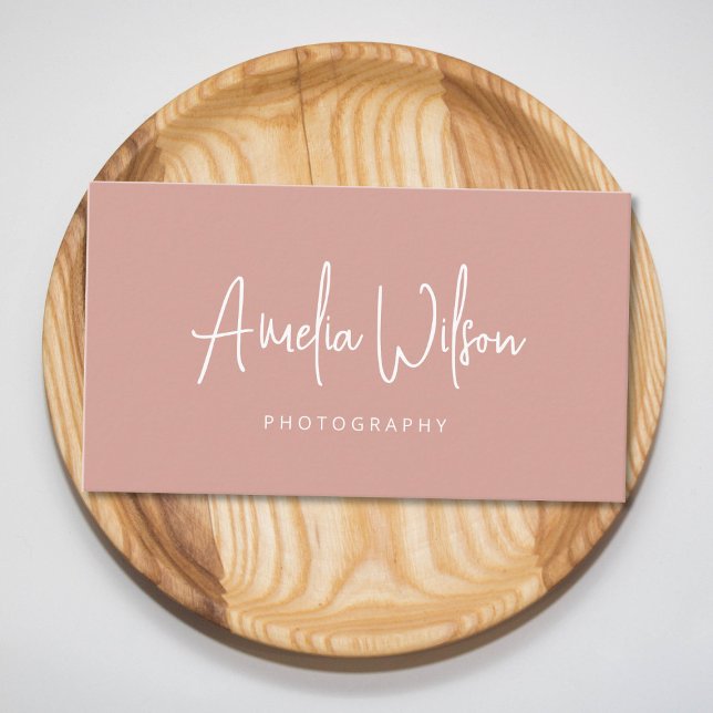 Carte De Visite Script Signature manuscrite Dusty Rose Boho (Créateur téléchargé)