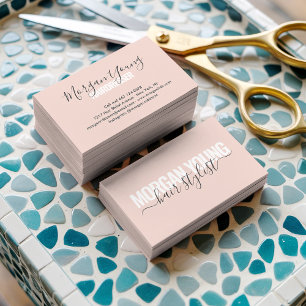 Carte De Visite Scripts stylisés modernes de cheveux roses bleus