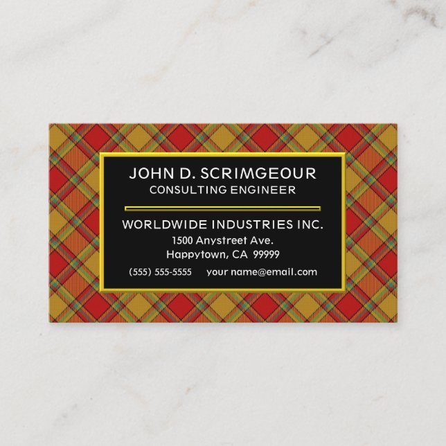 Carte De Visite Scrymgeour de clan écossais Tartan Plaid (Devant)