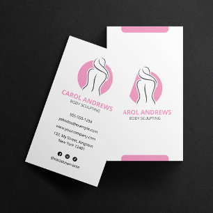 Carte De Visite Sculpture Corporelle Rose Minimaliste pour la Sant